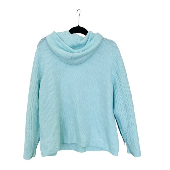 Court & Rowe Cable Knit Sweater Bennett Hooded Mint Plus Size 2X - Picture 3 of 9